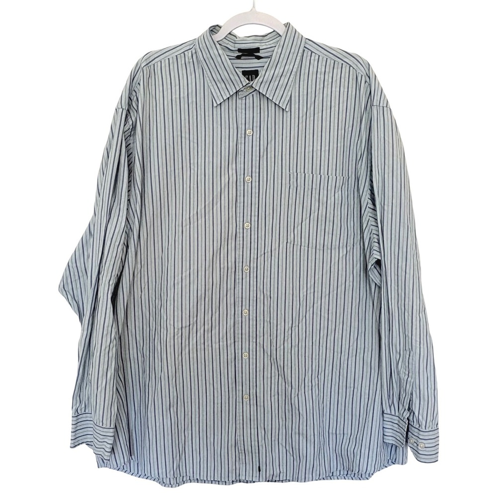 Gap Mens XXL Relaxed Blue White Striped Dress Shirt Coastal Grandpa Old Money